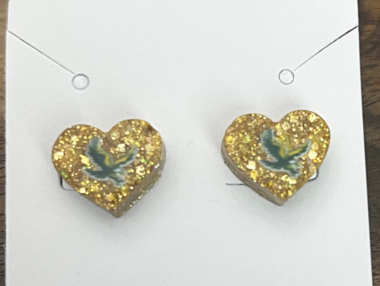 DRUSY HEART EAGLE STUD EARRINGS