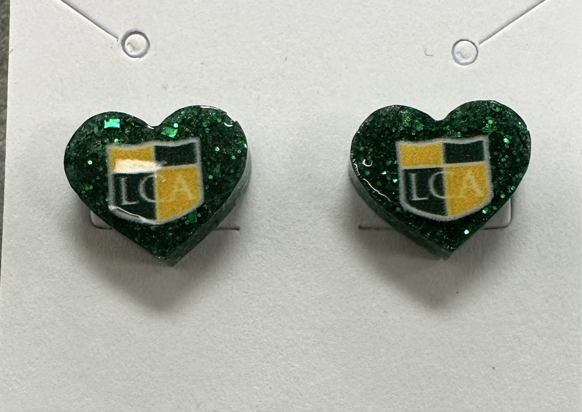 DRUSY HEART CREST STUD EARRINGS