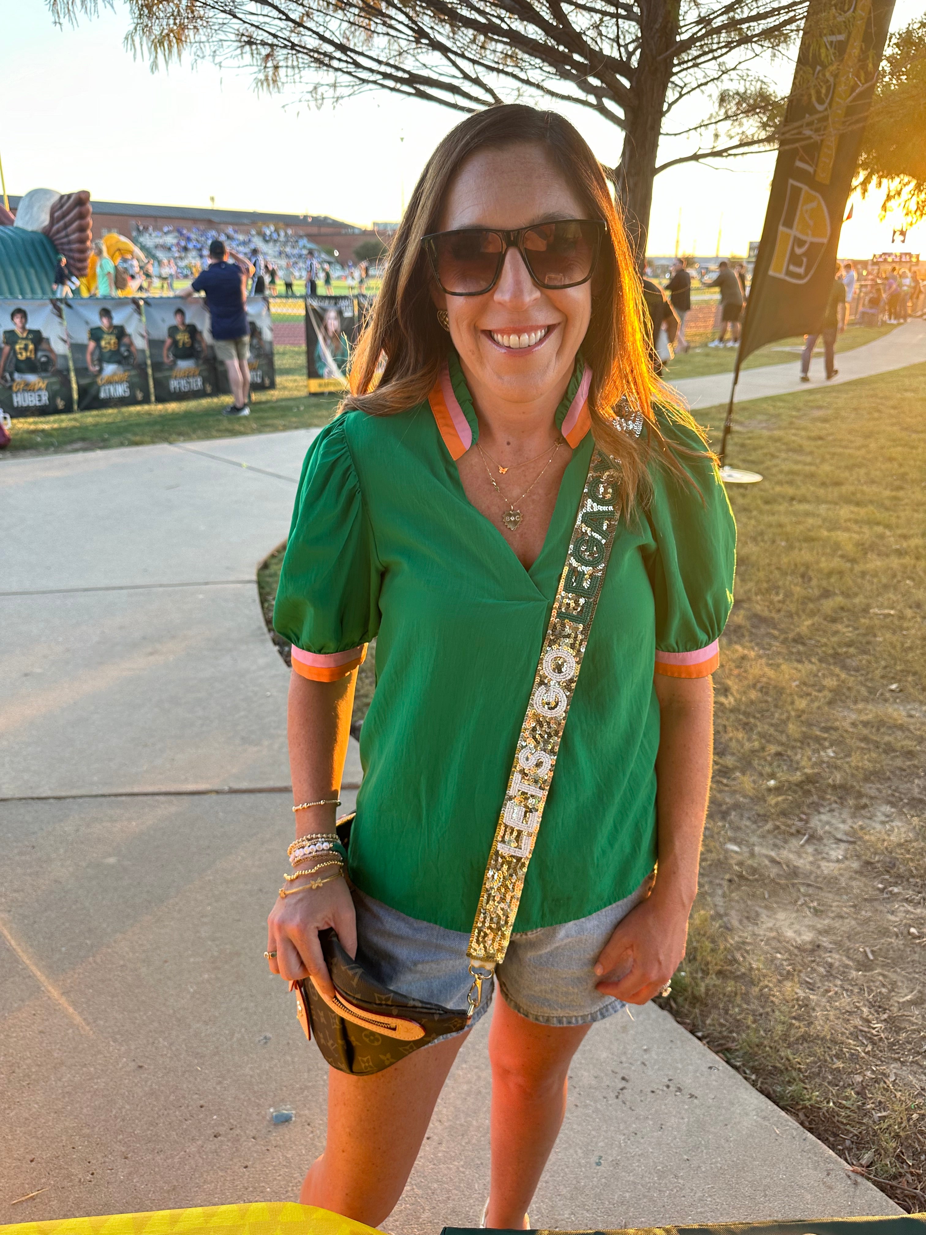 SEQUIN GAME DAY GOLD PURSE STRAP